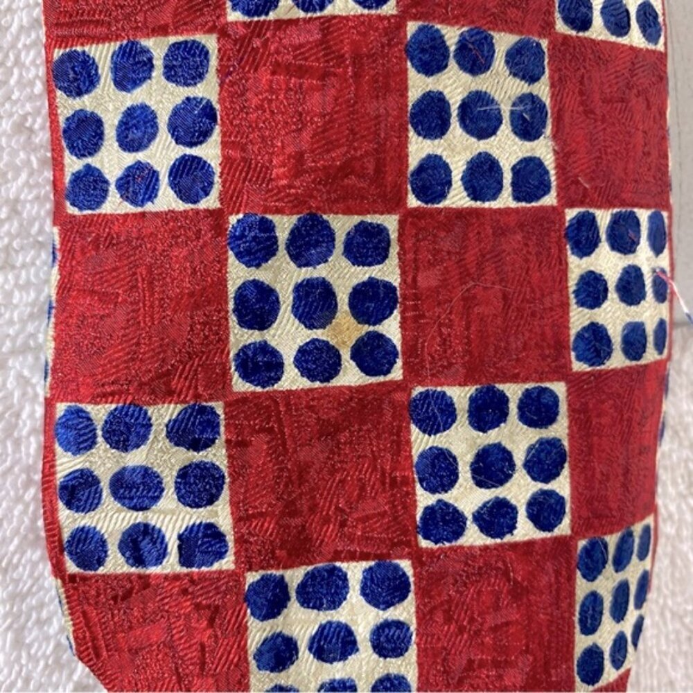 Vintage J.P. Tilford Henry Rosen Red White Blue Square Print 100% Silk Tie - Picture 7 of 11